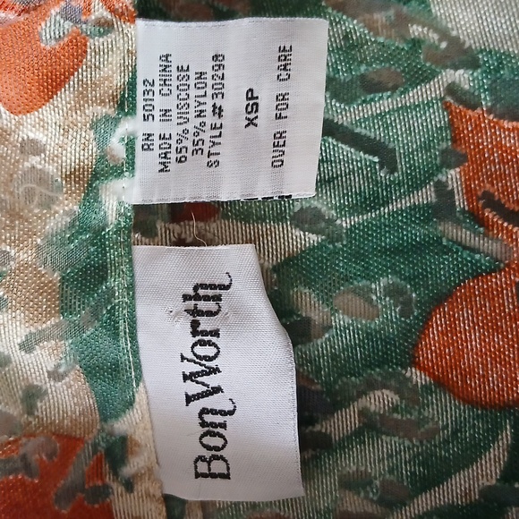 2/$15 Bon Worth Floral Button Front Sheer Blouse - Picture 5 of 5